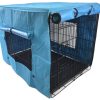 36′ Portable Foldable Dog Cat Rabbit Collapsible Crate Pet Cage with Cover Blue