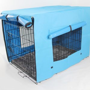 36' Portable Foldable Dog Cat Rabbit Collapsible Crate Pet Cage with Cover Mat Blue