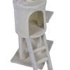 138cm Cat Scratching Post Tree Post House Tower with Ladder – Beige