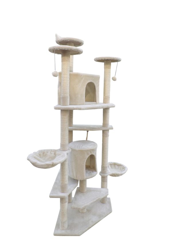 200 cm Cat Scratching Post Tree Scratcher Corner Tower Furniture – Beige