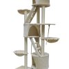 244 cm XL Multi Level Cat Scratching Post Tree Scratcher Pole – Beige