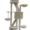 244 cm XL Multi Level Cat Scratching Post Tree Scratcher Pole – Beige