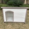 L Timber Pet Dog Kennel House Puppy Wooden Timber Cabin With Stripe White