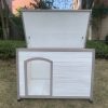 L Timber Pet Dog Kennel House Puppy Wooden Timber Cabin With Stripe White