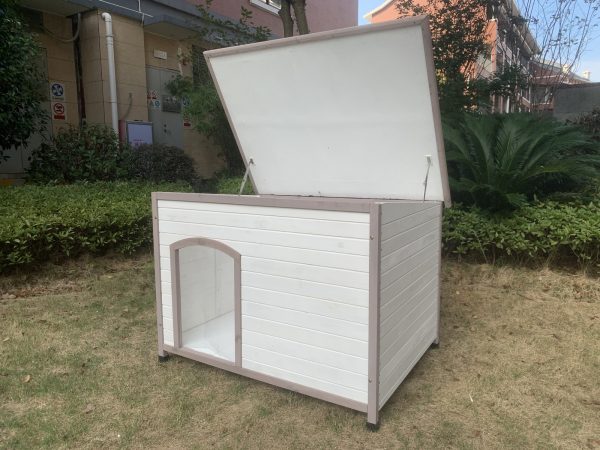 XXL Timber Pet Dog Kennel House Puppy Wooden Timber Cabin With Stripe White