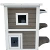 2 Story Cat Shelter Condo with Escape Door Rainproof Kitty House