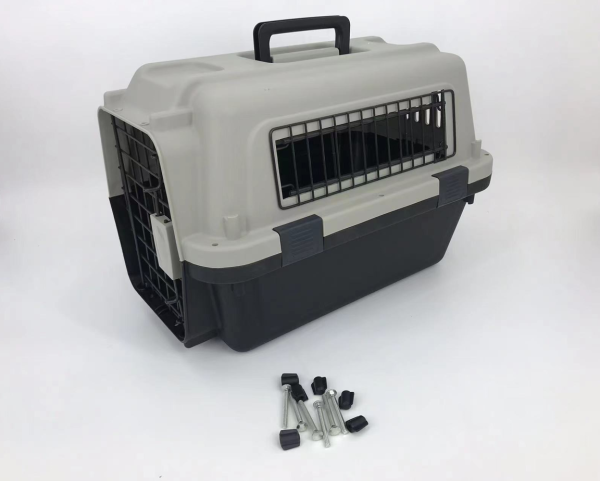 Medium Portable Pet Dog Cat Carrier Travel Bag Cage House Safety Lockable Kennel Grey