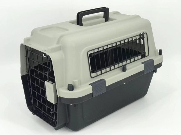 Medium Portable Pet Dog Cat Carrier Travel Bag Cage House Safety Lockable Kennel Grey