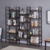 Industrial Shelf Bookshelf, Vintage Wood and Metal Bookcase Furniture for Home & Office