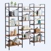 Industrial Vintage Shelf Bookshelf, Wood and Metal Bookcase Furniture for Home & Office