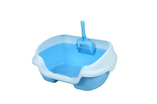 Small Portable Cat Rabbit Toilet Litter Box Tray with Scoop – Blue