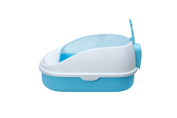 Medium Portable Cat Toilet Litter Box Tray with Scoop – Blue