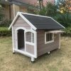 L Timber Pet Dog Kennel House Puppy Wooden Timber Cabin Grey