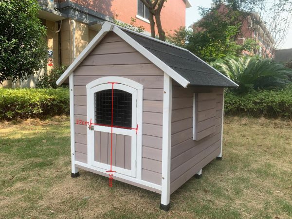 XL Timber Pet Dog Kennel House Puppy Wooden Timber Cabin With Door Grey