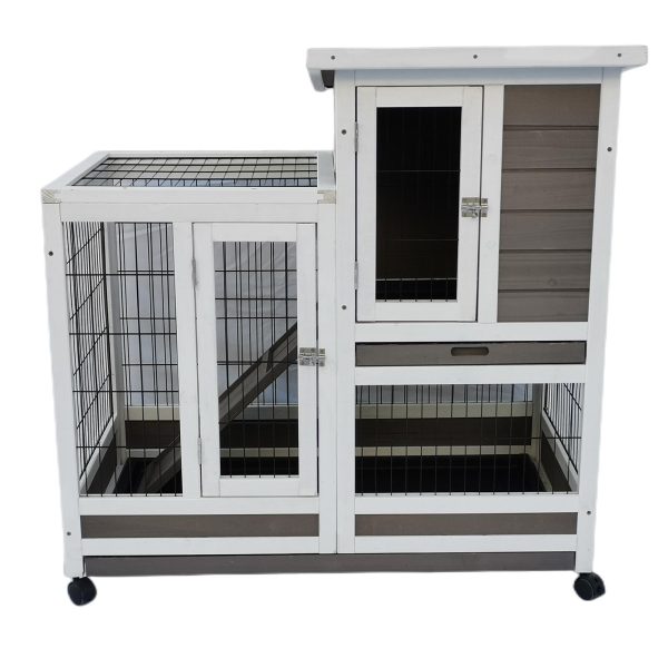 Rabbit Hutch Cat House Cage Guinea Pig Ferret Cage With Wheels