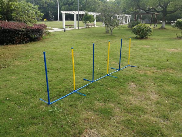 Portable Dog Puppy Training Practice Weave Poles Agility Post Set