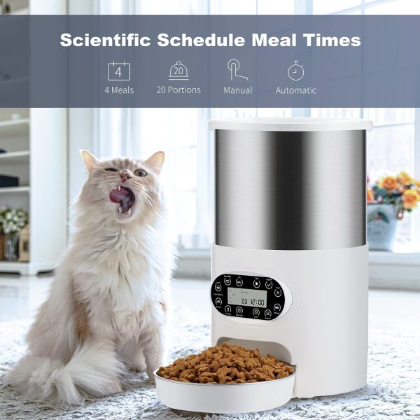 Electric Automatic Pet Dog Cat Rabbit Feeder Stainless Steel 3L Dispenser