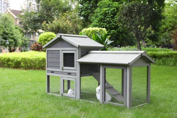 148cm Rabbit Hutch Metal Run Wooden Cage Guinea Pig Cage House