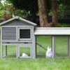 148cm Rabbit Hutch Metal Run Wooden Cage Guinea Pig Cage House