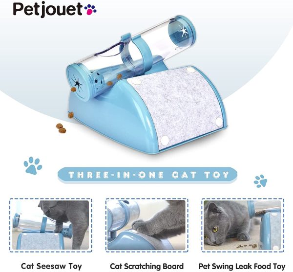 Cat Play Box Kit Pet Toy Kitten Toys Interactive Ball Peek Hunting Toy – Blue