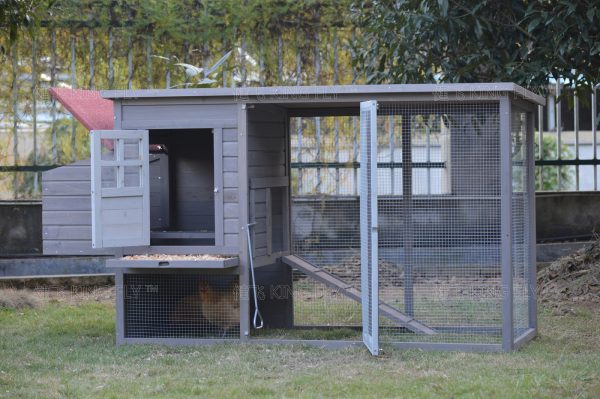 Grey Large Chicken Coop Rabbit Hutch Ferret Cage Hen Chook Cat House