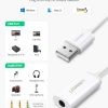 UGREEN USB A Male to 3.5 mm Aux Cable (White)