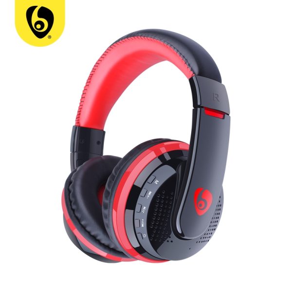 OVLENG MX666 Wireless Bluetooth Music Headphones with Mic Noise Canceling – Red