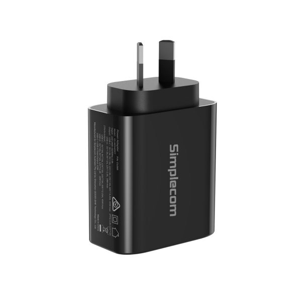 Simplecom CU265 Dual Port PD 65W GaN Fast Wall Charger USB-C + USB-A for Phone Laptop