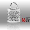 16GB Crystal Lock Pendant USB Flash Drive Pen Stick Memory (Silver)