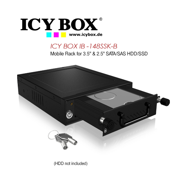 ICY BOX Mobile Rack for 3.5″ & 2.5″ SATA/SAS HDD and SSD (IB-148SSK-B)