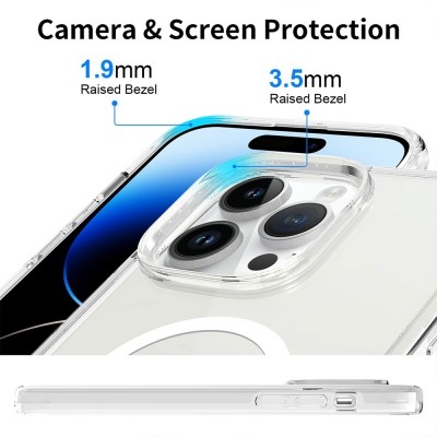 Shockproof Transparent Magsafe Cover Case for iPhone 15 Pro Max (Transparent)