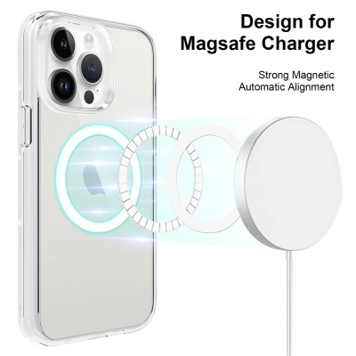 Shockproof Transparent Magsafe Cover Case for iPhone 15 Pro (Transparent)