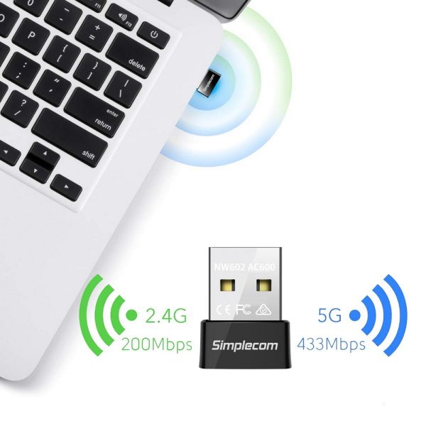 Simplecom NW602 AC600 Dual Band Nano USB WiFi Wireless Adapter