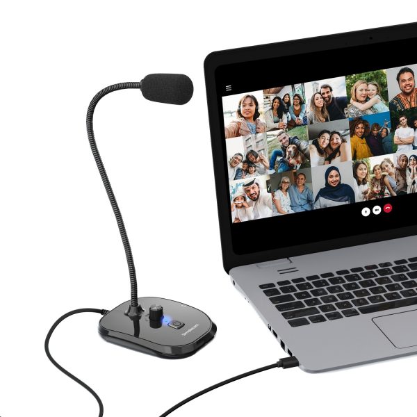 Simplecom UM360 Plug and Play USB Desktop Microphone with Headphone Jack