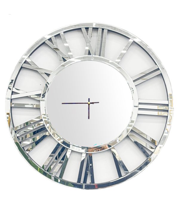 Decorative Silver 75cm Mirror Clock