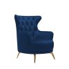 Grand Tufted Lounge – Blue Velvet – Gold Legs