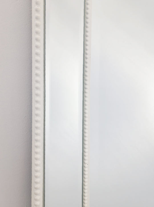 White Beaded Framed Mirror – 190×100 cm