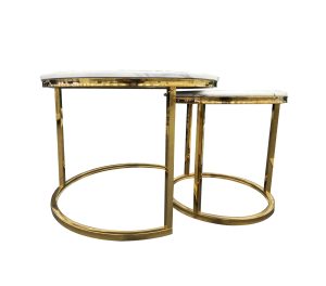 Nesting style Coffee Table – 60cm/40 cm, White and Gold