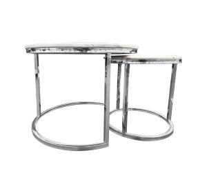 Nesting style Coffee Table – 60cm/40 cm, White and Silver