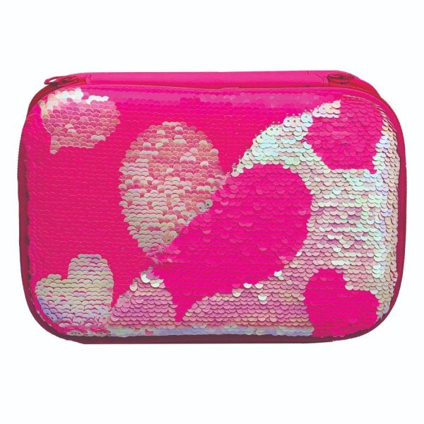 Hearts Reversible Sequin Pencil Case (Pink)