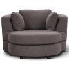 Sunshine Single Sofa Love Chair Fabric Swivel Armchair Ottoman Set – Grey