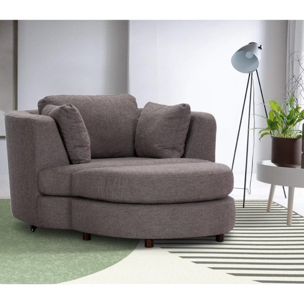 Sunshine Single Sofa Chair Fabric Swivel Ottoman – Grey