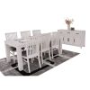 9pc Dining Set 225cm Table 8 PU Seat Chair Solid Mt Ash Wood – White