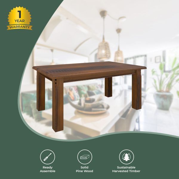 7pc Dining Set 180cm Table 6 Chair Solid Pine Wood Timber – Dark Brown