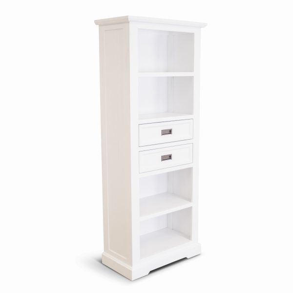 Laelia Bookshelf Bookcase 4 Tier Solid Acacia Wood Coastal Furniture – White