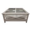 Daisy Coffee Table 100cm Glass Top Solid Acacia Wood Hampton Furniture – White