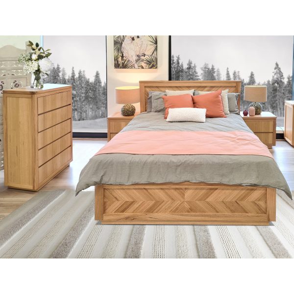 Mount 4pc Bed Frame Bedroom Suite Timber Bedside Tallboy Package Set – KING