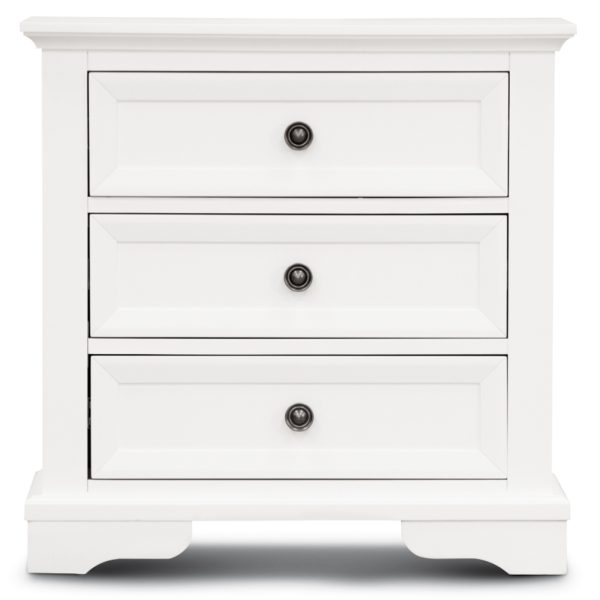 Hucclecote Bedside Table 3 Drawers Storage Cabinet Nightstand End Tables – White – 2