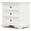 Hucclecote Bedside Table 3 Drawers Storage Cabinet Nightstand End Tables – White – 1