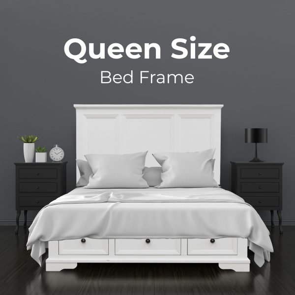 Alameda Bed Frame Bedroom Suite Bedside Dresser Mirror Package – White